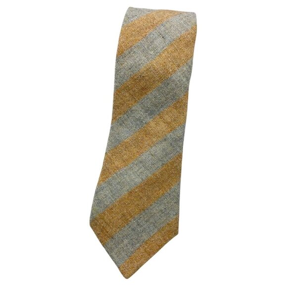 CHURCH’S Men's 100% Wool Necktie LUXURY Tie Beige Gray Striped W:3.7